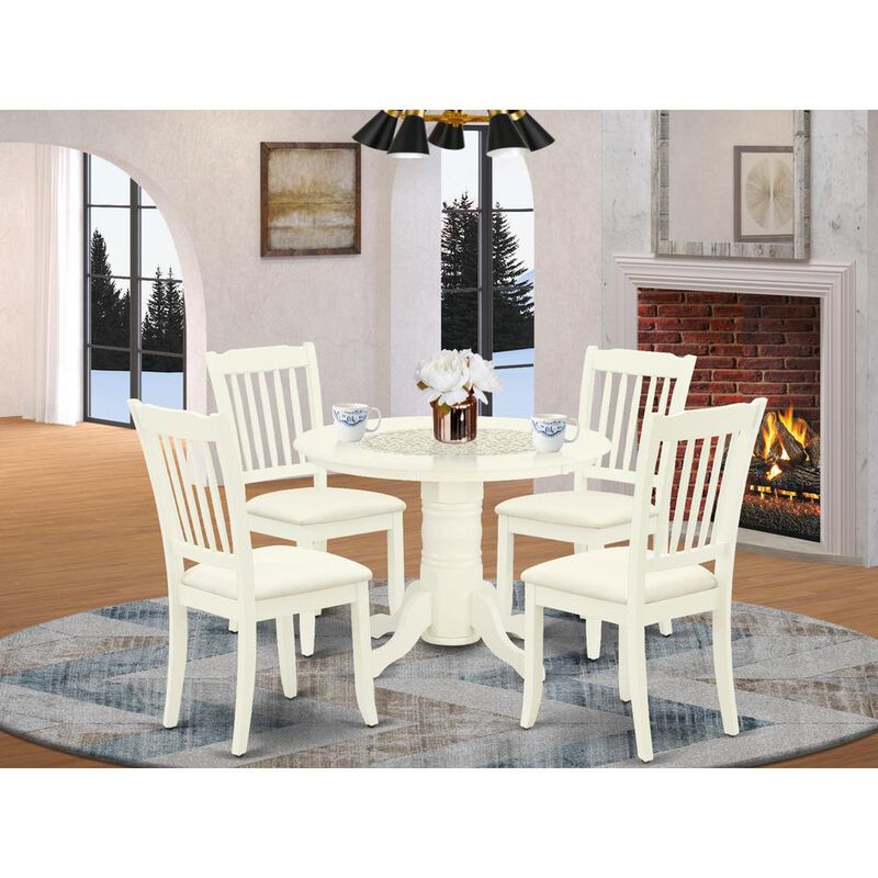 East West Furniture Dining Room Set Linen White