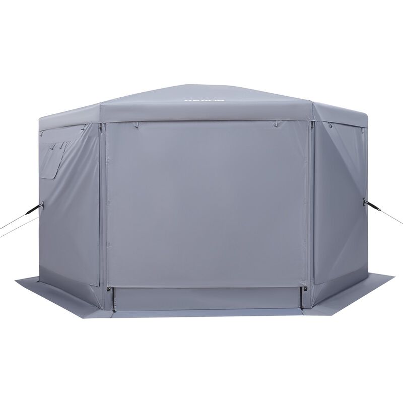 6-Sided Pop Up Screen Tent with Removable Canopy for 8-10 People-Grey image number 3