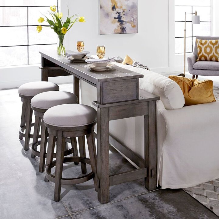 Liberty Furniture 4 PcLiving Room Set with Charging Station - Distressed Dusty Charcoal Oak Wood