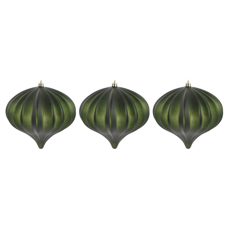 Vickerman 5.7" Moss Green Matte Onion Christmas Ornament, UV Treated, Set of 3 image number 4