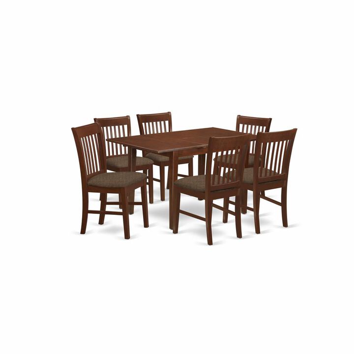 7 Pc Kitchen nook Dining set -Table with Leaf and 6 Dining Chairs