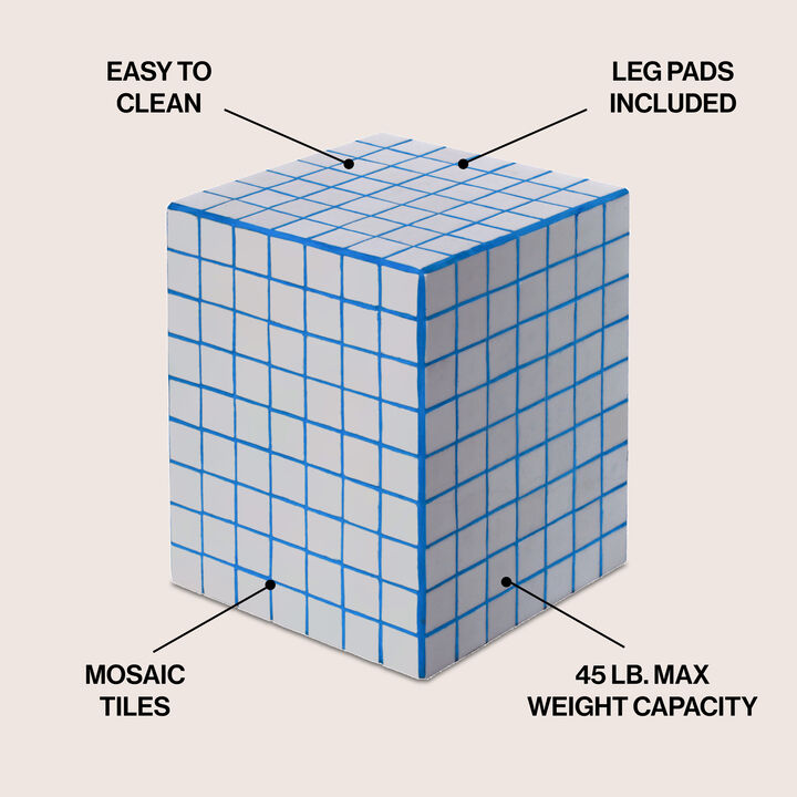 Callista Modern Bohemian Ceramic Tiled Rectangle End Table