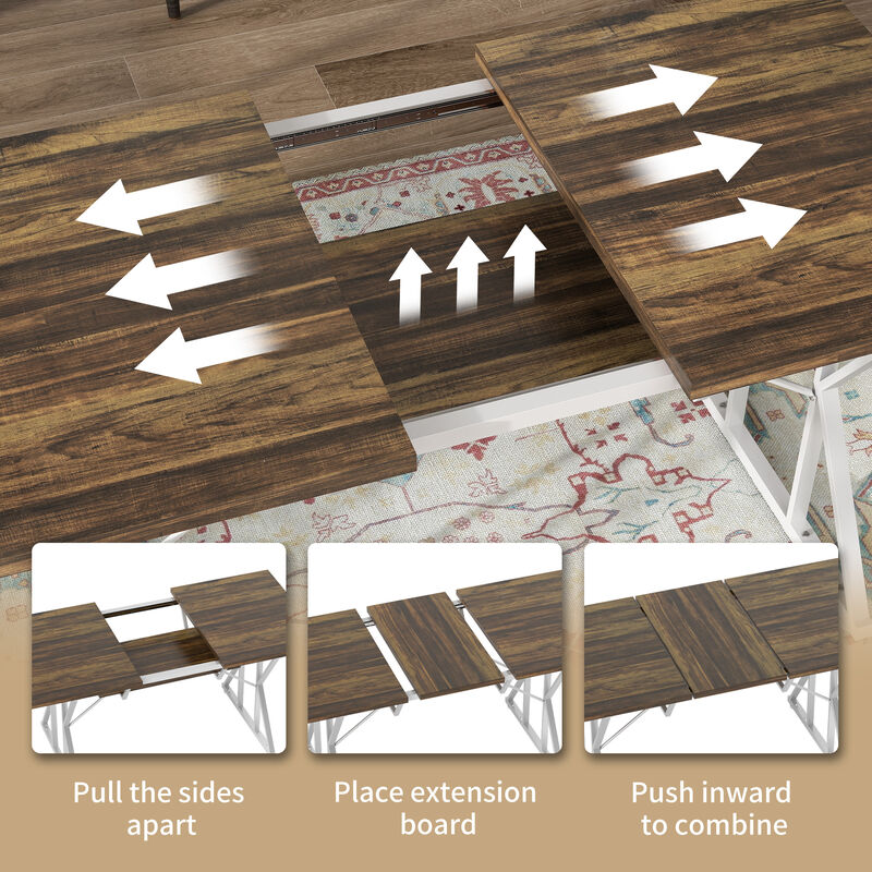 Hivvago Kitchen Dining Table for 4&ndash;6 with Extension Leaf image number 4