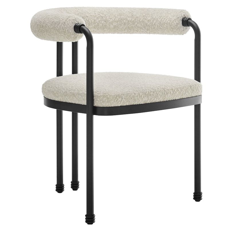 Turin Curved Back Boucle and Metal Dining Accent Chair image number 0