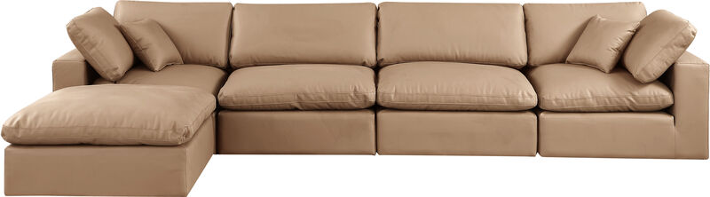 Meridian Furniture Comfy Tan Vegan Leather Modular Sectional
