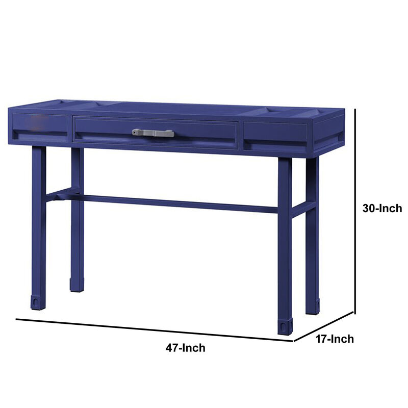 Industrial Style Metal and Wood 1 Drawer Vanity Desk, Blue image number 4