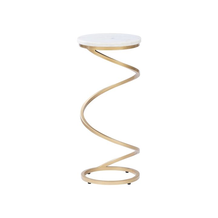 Linon Rian Spiral Drink Table White Marble