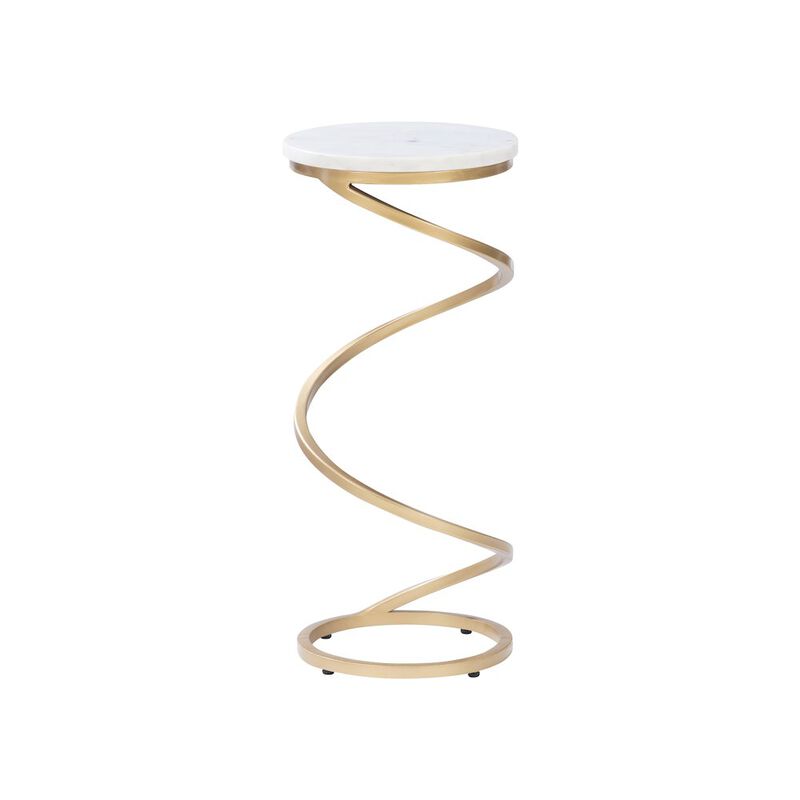 Linon Rian Spiral Drink Table White Marble image number 0