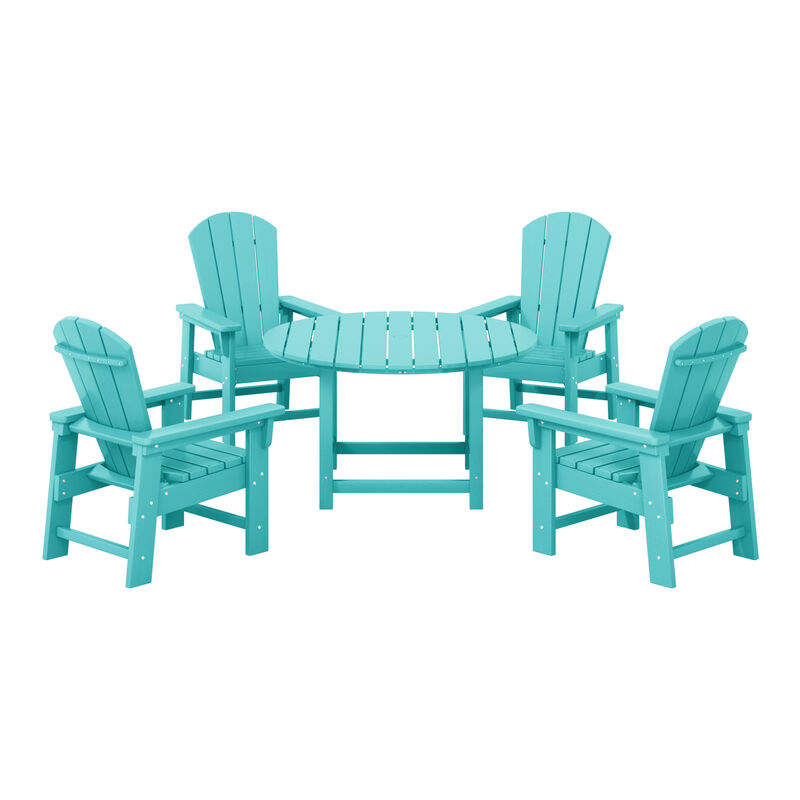 WestinTrends Kids 5-Piece HDPE Outdoor Patio Round Dining Table and Chairs Set image number 0