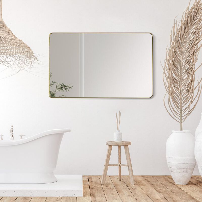 Altair Nettuno 48 Rectangle Bathroom/Vanity Brushed Gold Aluminum Framed Wall Mirror