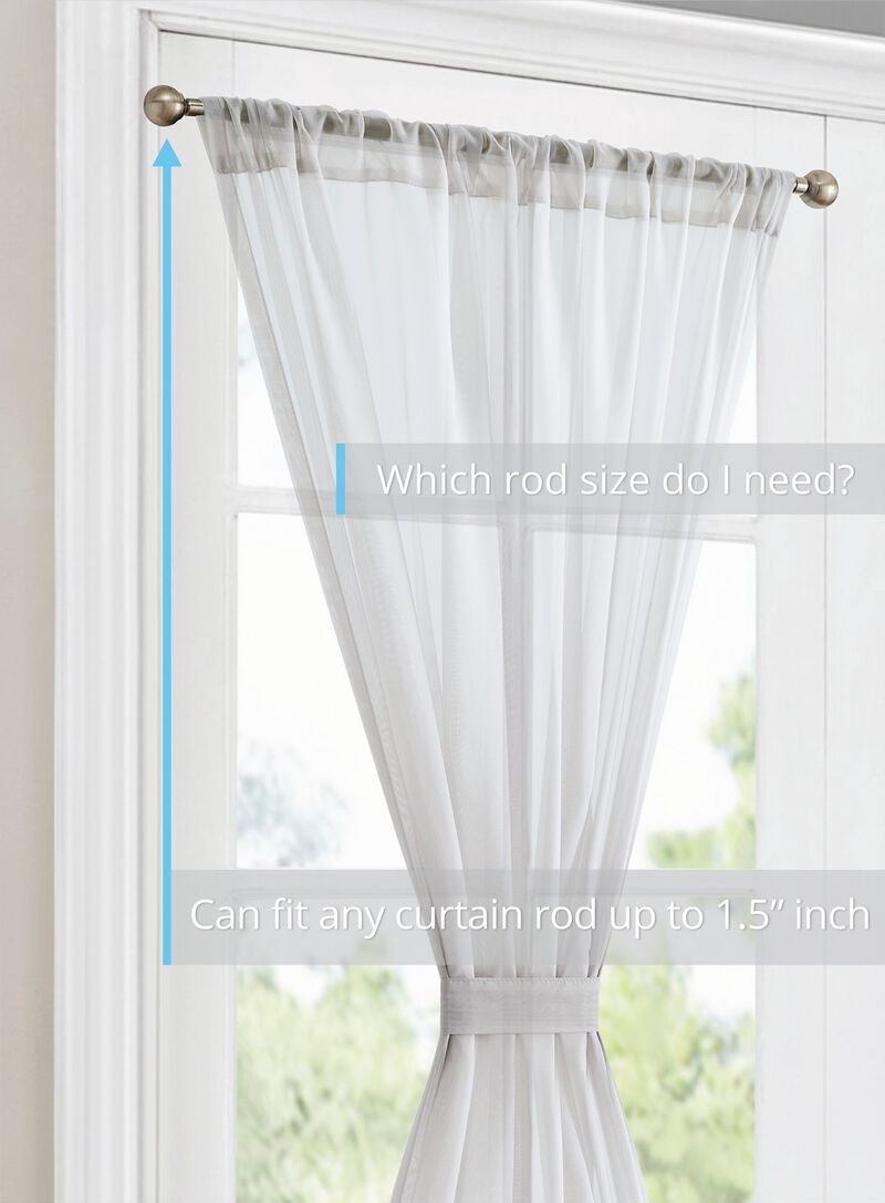 THD Sheer Voile French Door Patio Sidelight Window Treatment Curtain Panels with Tieback for Kitchen Doors - 2 Panels image number 3