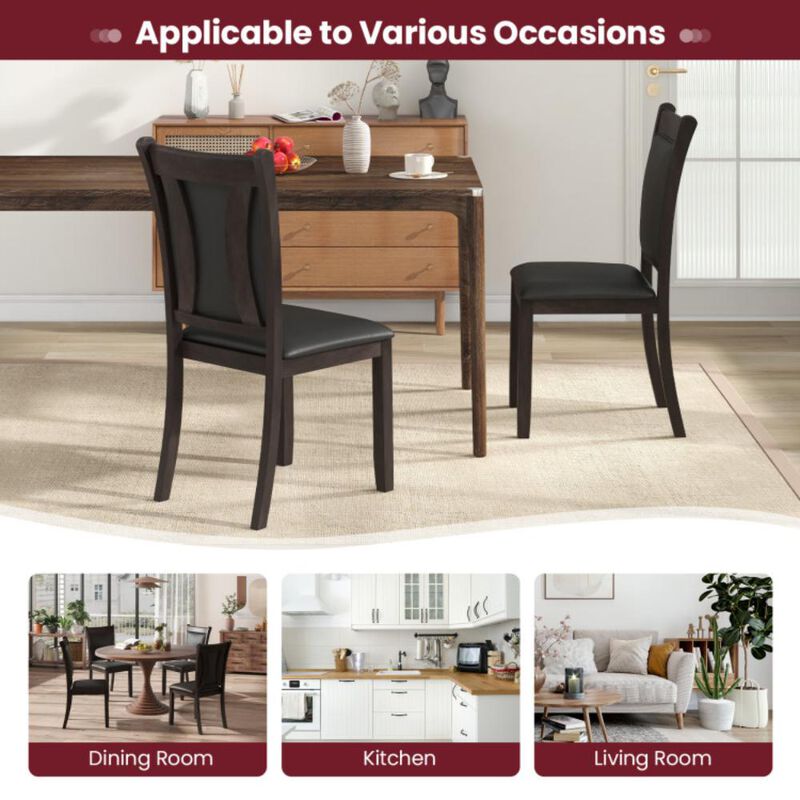 Hivvago Dining Chairs Set of 2 Faux Leather Upholstered Kitchen Side Chairs with Padded Seat