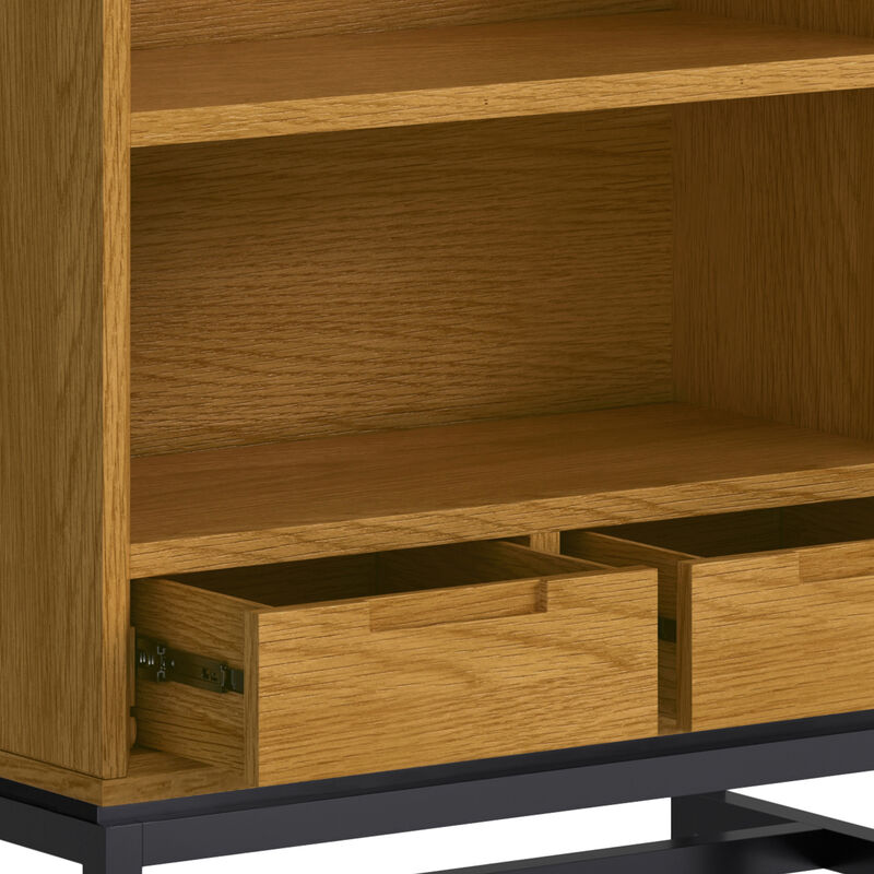 Banting SOLID WOOD and Metal 66 inch x 30 inchRectangle Industrial Bookcase in OAK WOOD