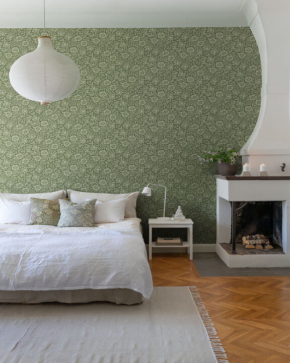 Mallow Dark Green Floral Vine Wallpaper