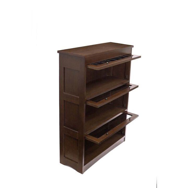 Crafters and Weavers Mission Craftsman Style Oak Barrister Bookcase - 3 Stack