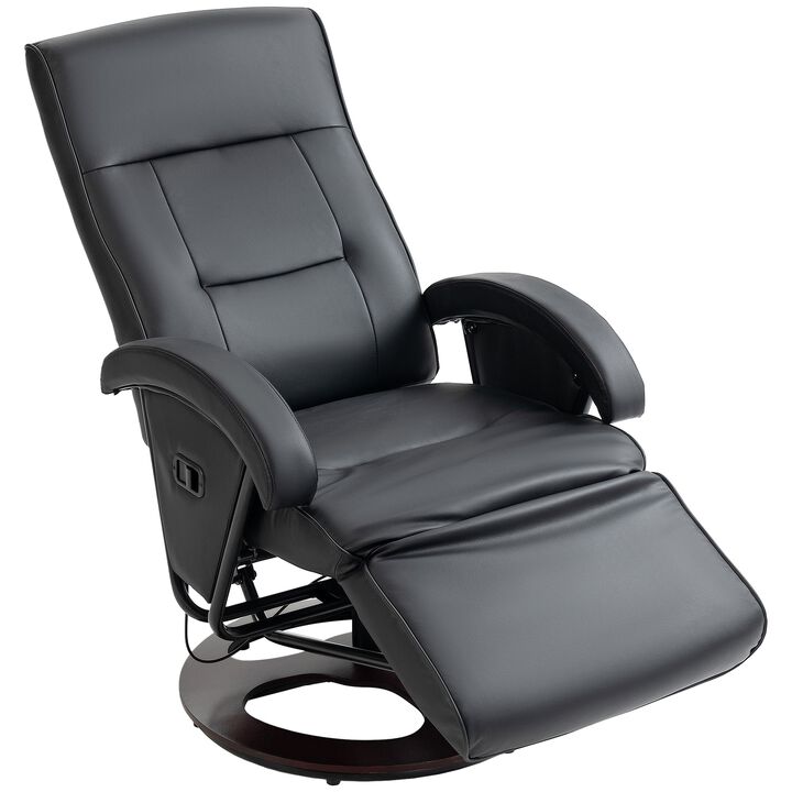 Swivel Recliner Chair with Footrest and Armrest, Black