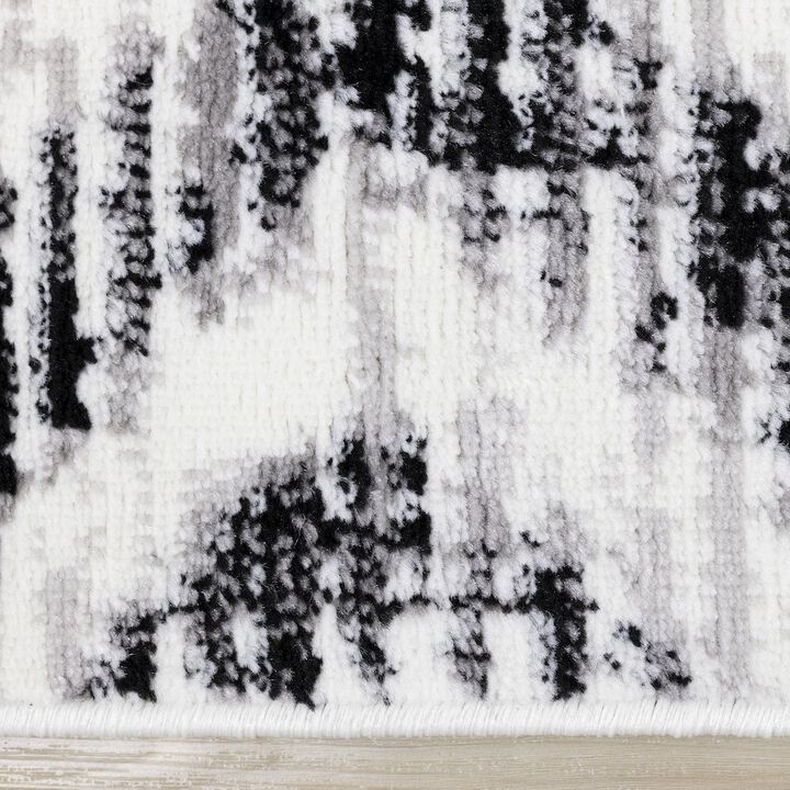 Novelle Home Meridian Grey Diamond Distressed Rug, 6'7 x 9'6