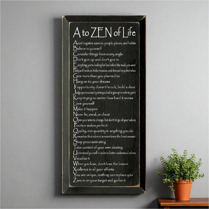 A to ZEN of Life Funny Zen Quote Wooden Wall Sign
