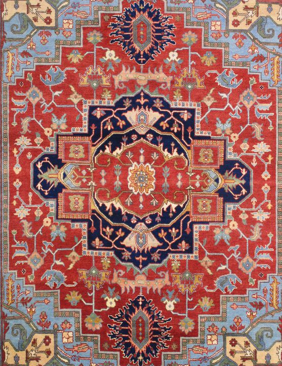 Pasargad Home Serapi Hand-Knotted Rust Wool Area Rug