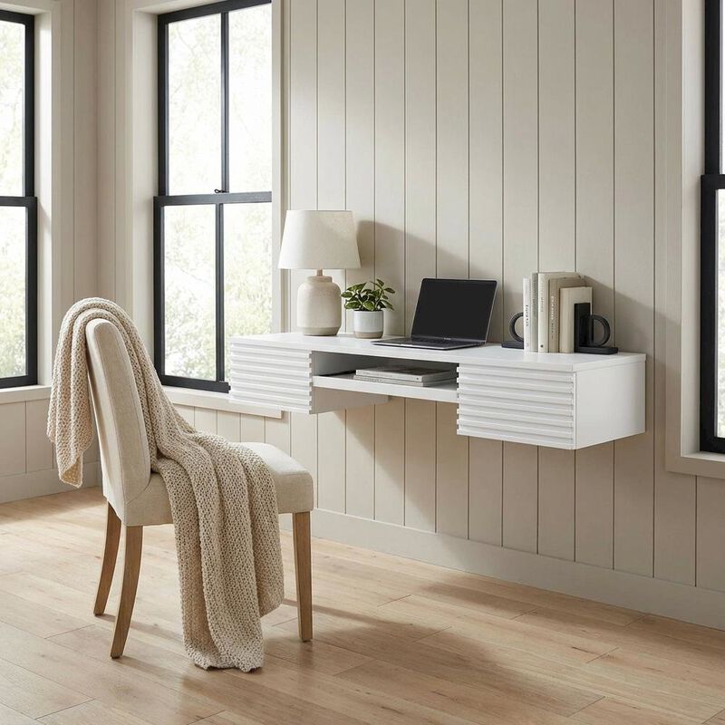 Wall Mount Wood Office Desk in Modern Design for Computer Workstations image number 6
