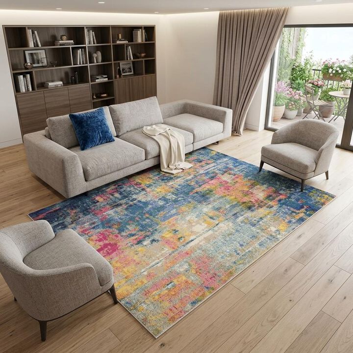 HomeRoots Abstract Power Loom Area Rug