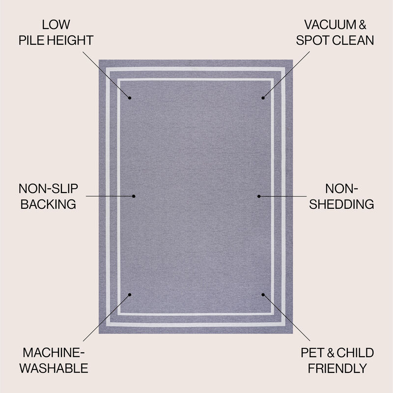 Sloane Classic 2-Stripe Border Washable Area Rug