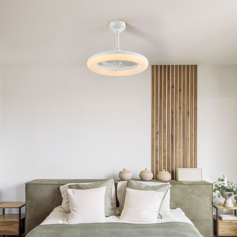 Piero 21.5" Contemporary Minimalist 3-Speed Metal Mobile-App/Remote-Controlled Dimmable Smart Integrated LED Ceiling Fan