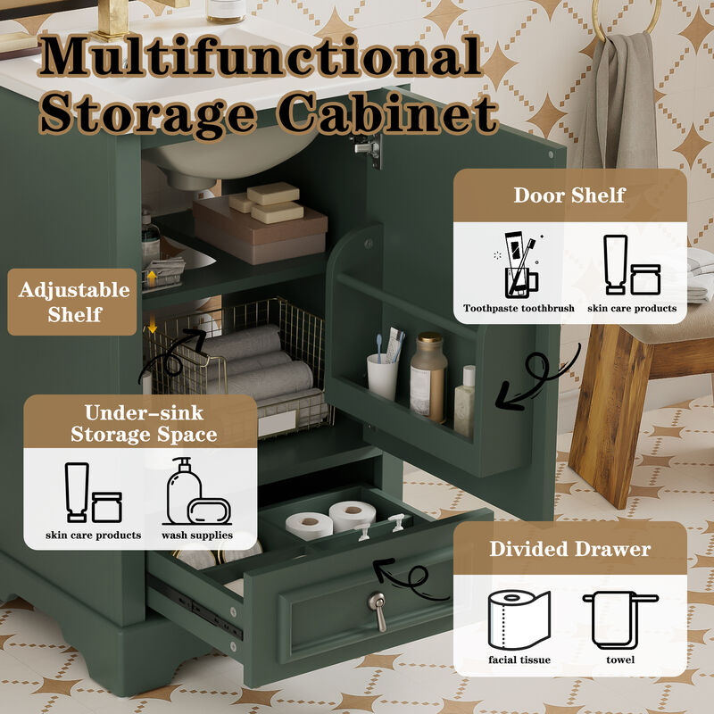 20 Inch Modern Bathroom Vanity with Ceramic Sink