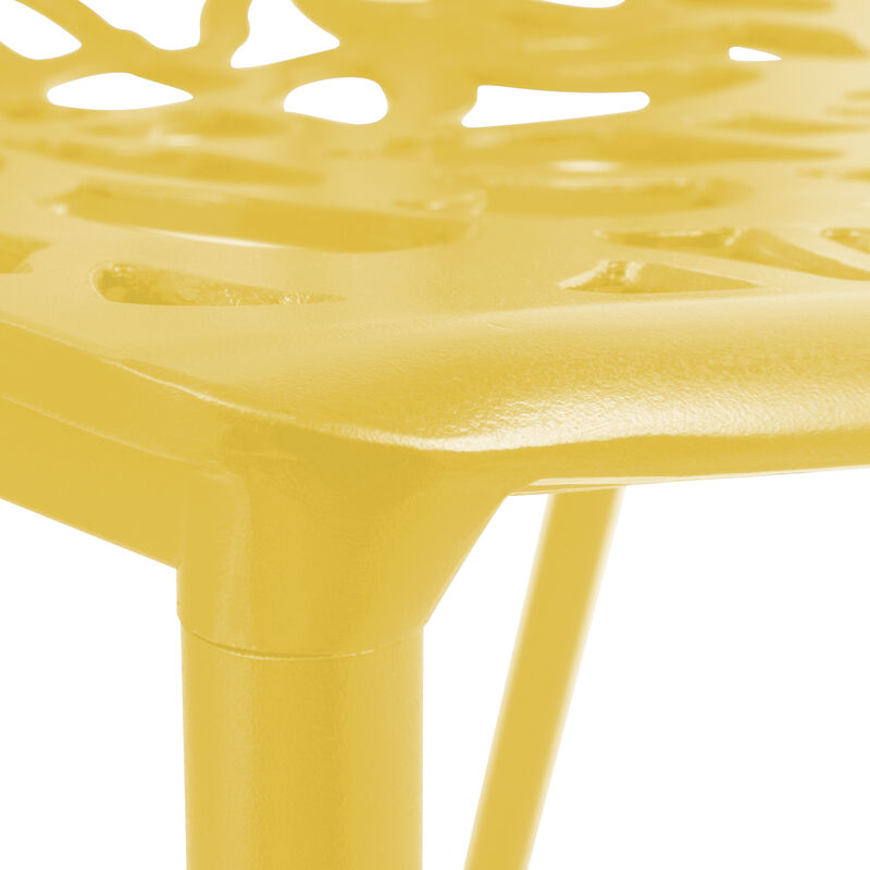 LeisureMod Devon Modern Indoor Outdoor Aluminum Dining Chair in Yellow