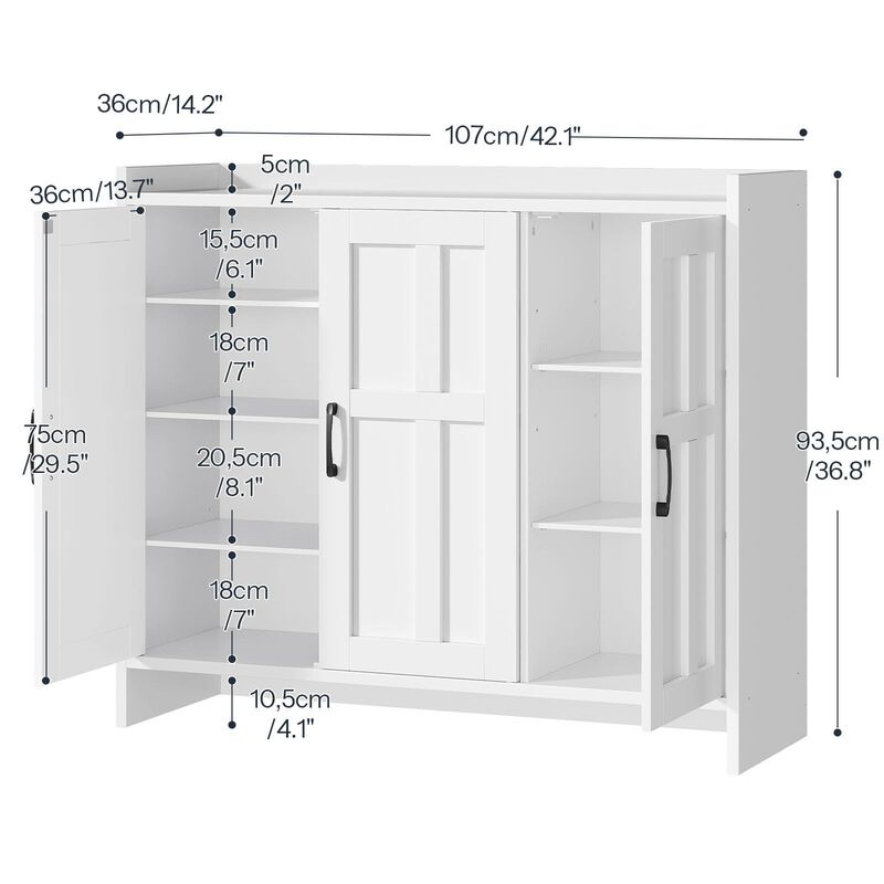 3-Door Wooden Shoe Cabinet, Storage Organizer for Home Entryway image number 2