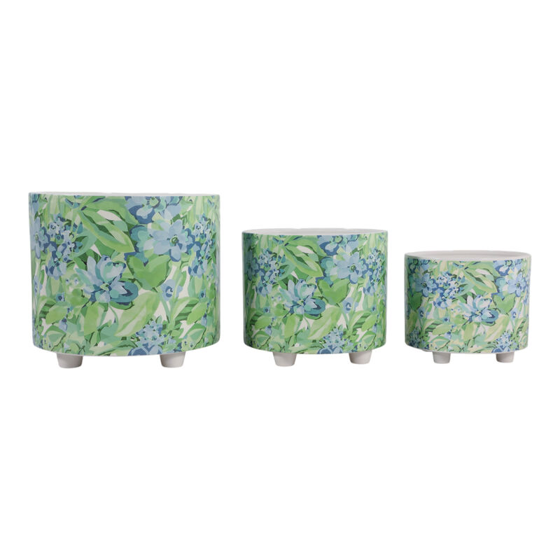 S/3 Blue Flowers Planters image number 0