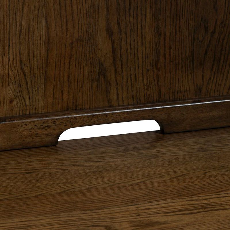 Liberty Furniture Credenza & Hutch with LED Light, Keyboard Tray - Amber Brown Oak Wood image number 5