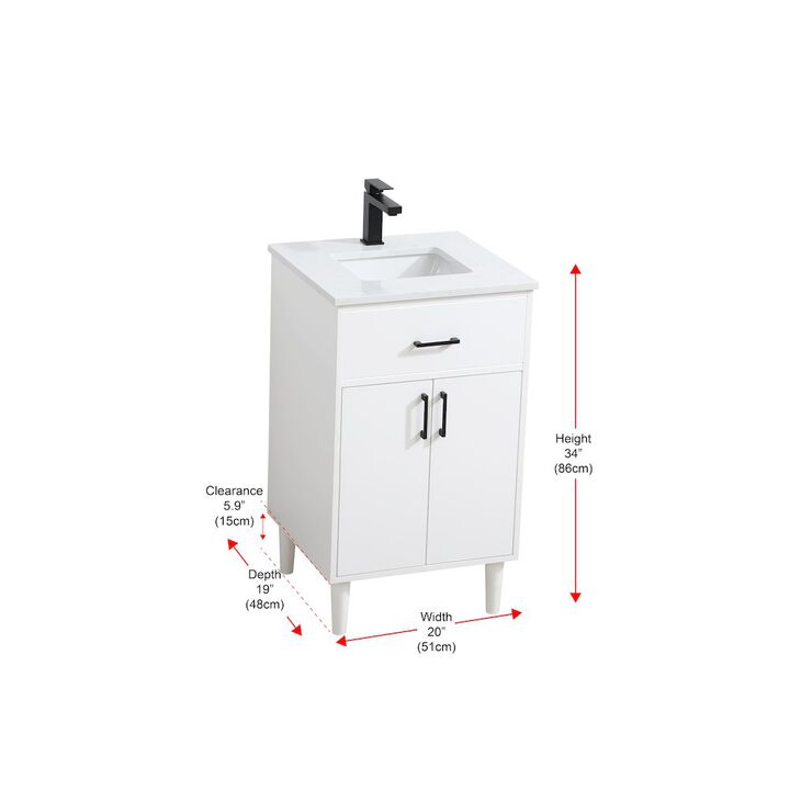 Elegant Kitchen and Bath Chandler 20 Inch Single Bathroom Vanity In White