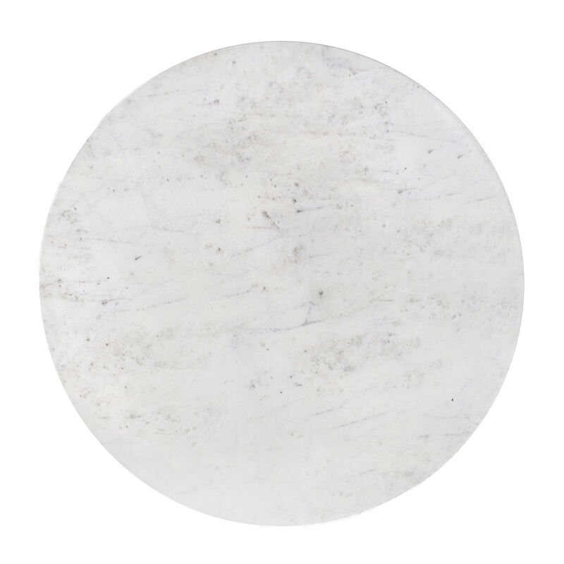 Benning Modern Contemporary 16 inch Wide Metal Side Table in White /Antique Brass, Fully Assembled