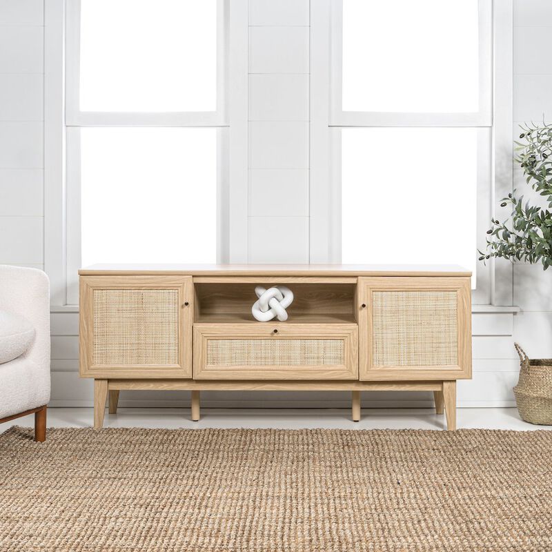 Jonathan Y Finley Farmhouse Caned TV Stand