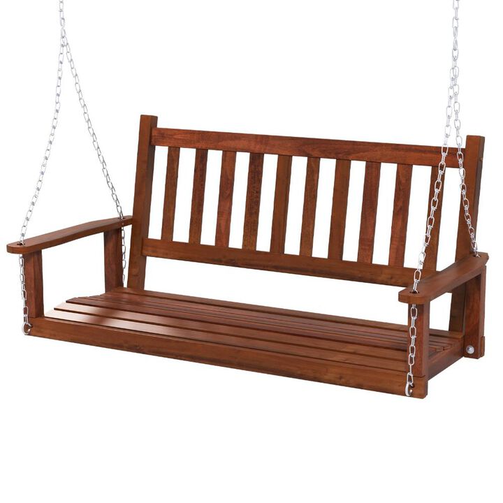 2-Person Wooden Outdoor Porch Swing with 500 lbs Weight Capacity
