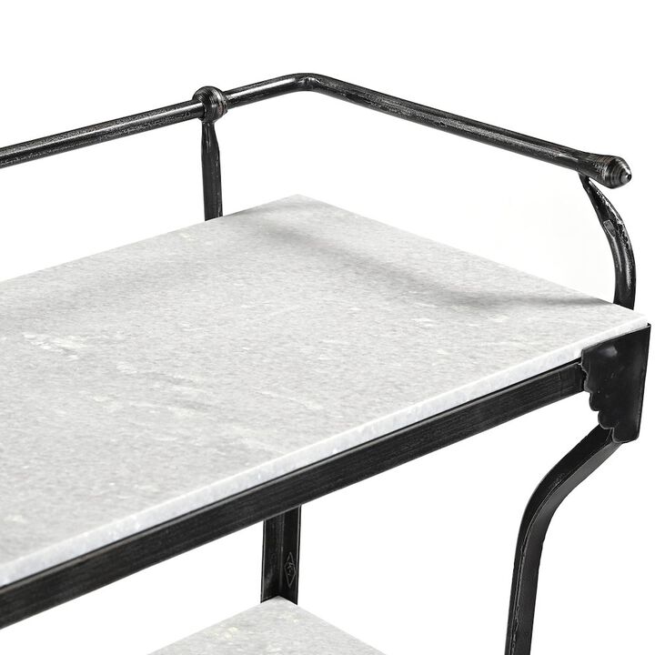 World Interiors Calloway 50" Console Table with White Marble and Black Metal Base