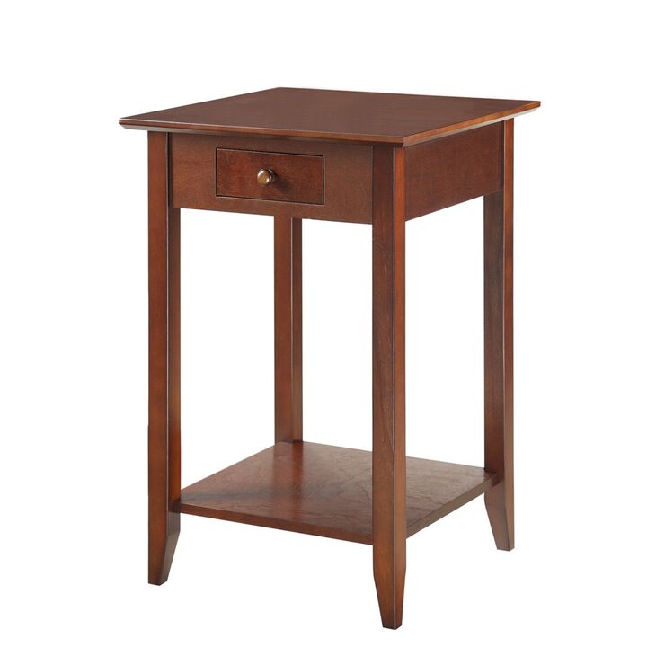 Convenience Concepts American Heritage End Table with Drawer and Shelf, Espresso