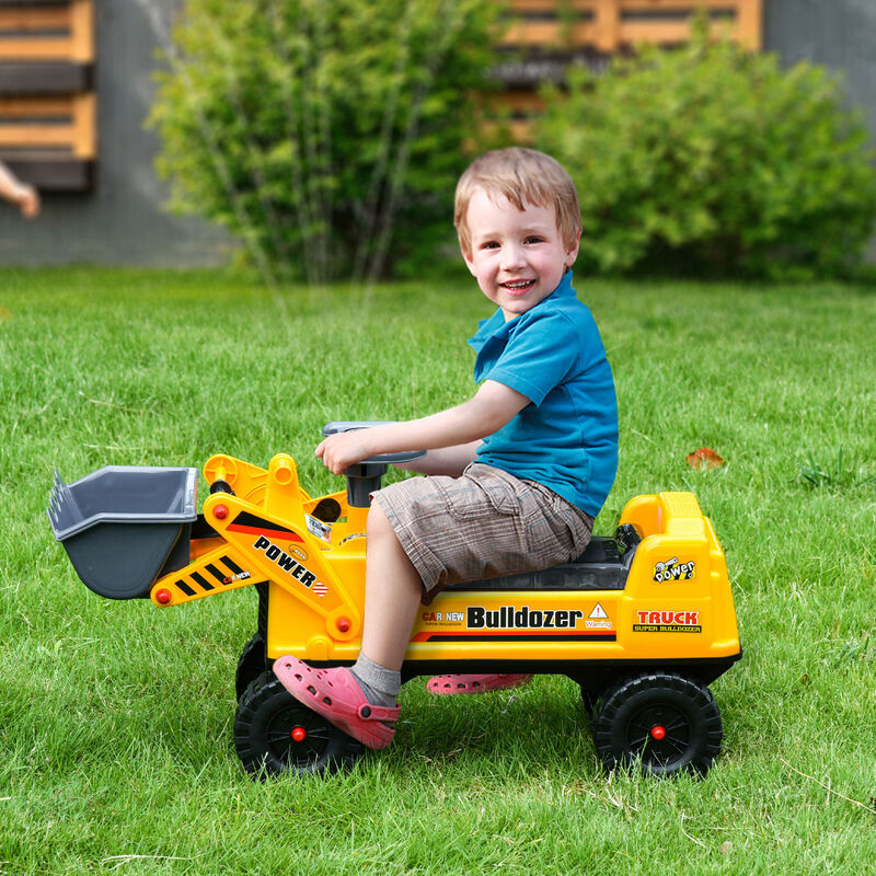BreeBe Kids Bulldozer Ride-On Toy for Toddler with Tough Wheels, Outdoor Construction Toy with Controllable Digging Bucket image number 1