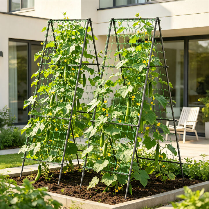 2 x A-Shaped Metal Garden Trellis Cucumber Trellis for Plants Support Vegetable