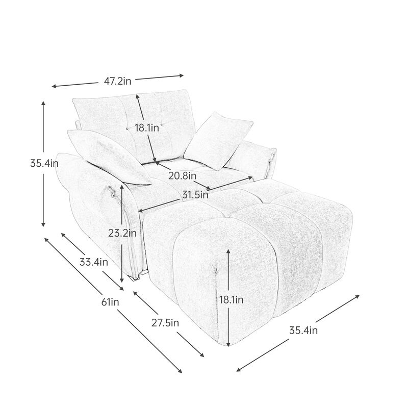Merax Single Sofa Chair with 1 Ottoman