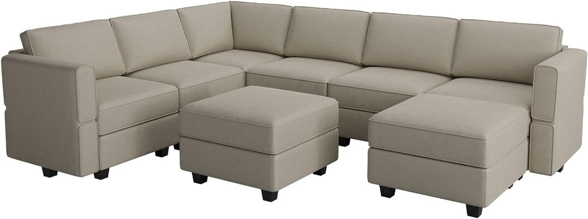ShipItFurniture Modular U-Shaped Sectional Sofa Grey Velvet with Storage