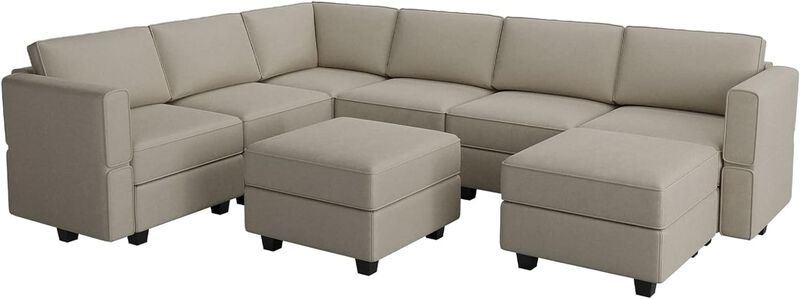 ShipItFurniture Modular U-Shaped Sectional Sofa Grey Velvet with Storage image number 0