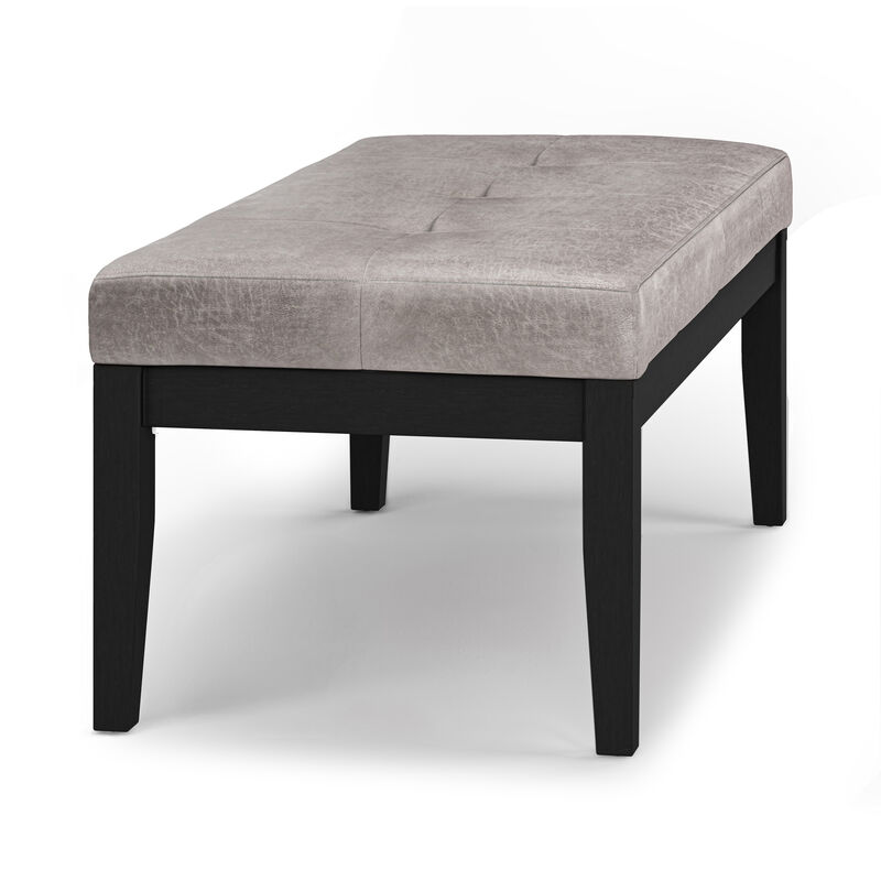 Lacey Tufted Ottoman Bench in Distressed Grey Taupe Faux Leather image number 4