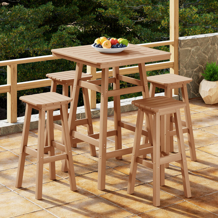 WestinTrends 5-Piece HDPE Outdoor Patio Dining Bar Bistro Table Set with Bar Stools