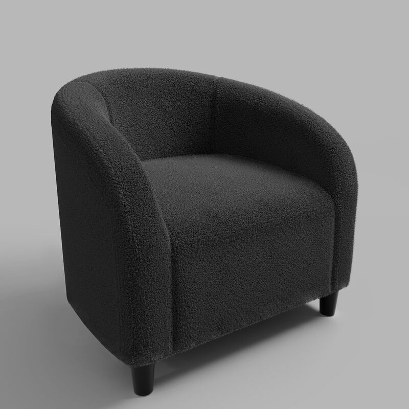 Modern Barrel Accent Chair, Soft Padded Round Armchair in Suede & Boucle Fabric, Ideal for Living Room, Bedroom and Lounge image number 0