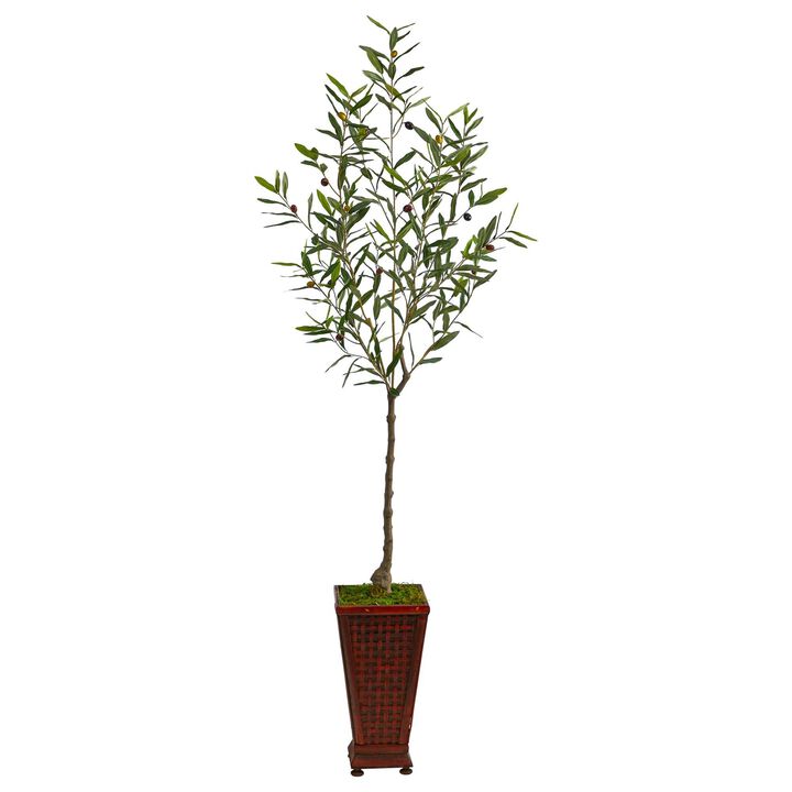 Nearly Natural 69-in Olive Artificial Tree in Decorative Planter