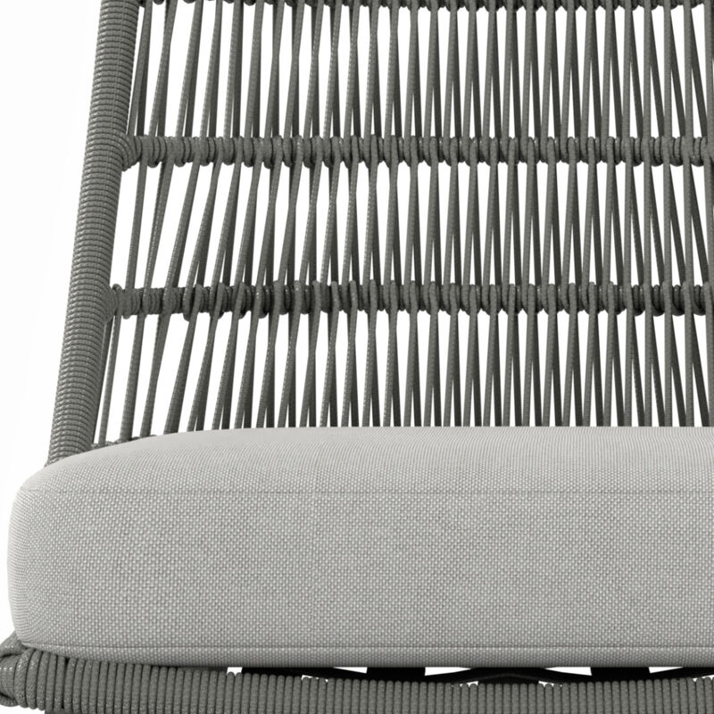 Beachside Contemporary Outdoor Dining Chair (Set of 2) in Grey Polyester Fabric