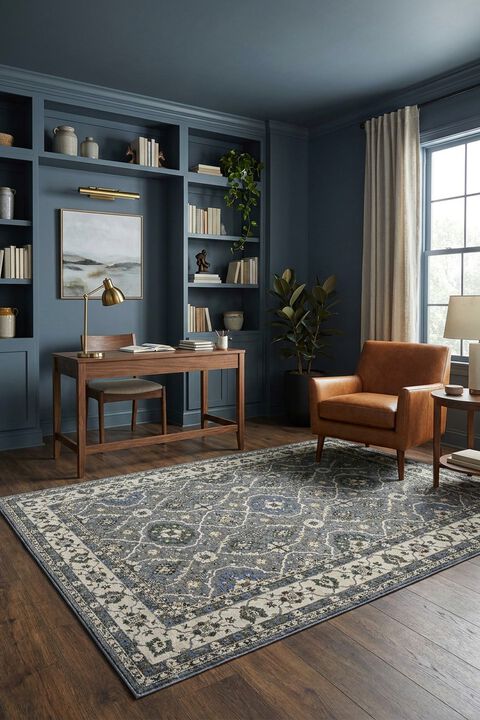 Hastings HA07H Blue 2'3" x 7'6" Runner Rug