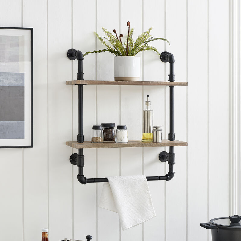 Olivia Double Shelf Unit with Towel Rod